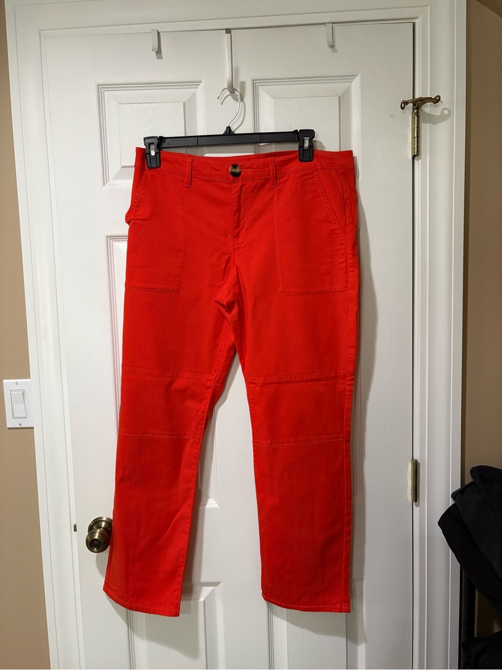 CAbi Bright Orange Straight-Leg Utility Pants